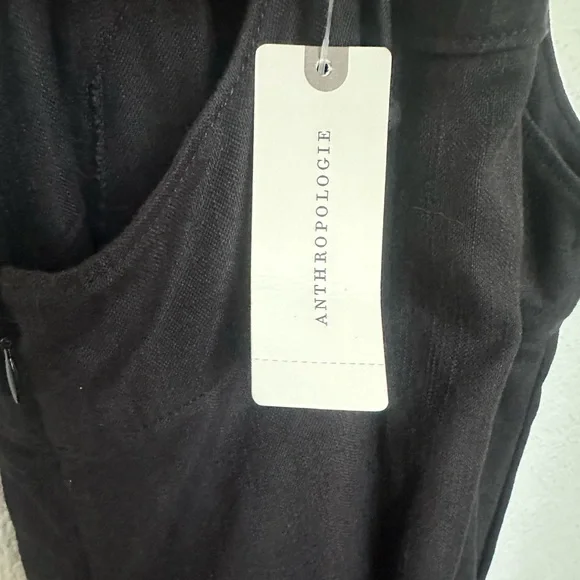 Anthropologie Midi Black Strappy Modern Pinafore Cotton Blend Apron Dress Size 8 - Picture 12 of 15